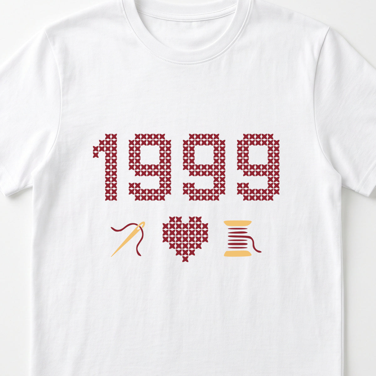"[Year]" Custom Faux Cross Stitch T-Shirt | Personalized Year