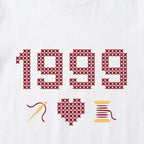 "[Year]" Custom Faux Cross Stitch T-Shirt | Personalized Year