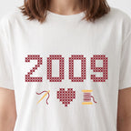 "[Year]" Custom Faux Cross Stitch T-Shirt | Personalized Year