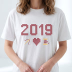 "[Year]" Custom Faux Cross Stitch T-Shirt | Personalized Year