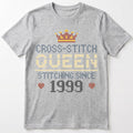 Cross Stitch Queen | Personalized T-shirt | Grey