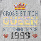 "Cross Stitch Queen [Year]" Faux Cross Stitch T-Shirt | Custom Year
