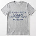 Cross Stitch Queen | Personalized T-shirt | Grey