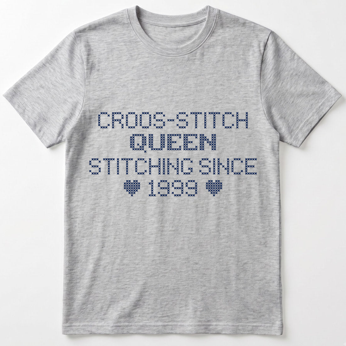 Cross Stitch Queen | Personalized T-shirt | Grey