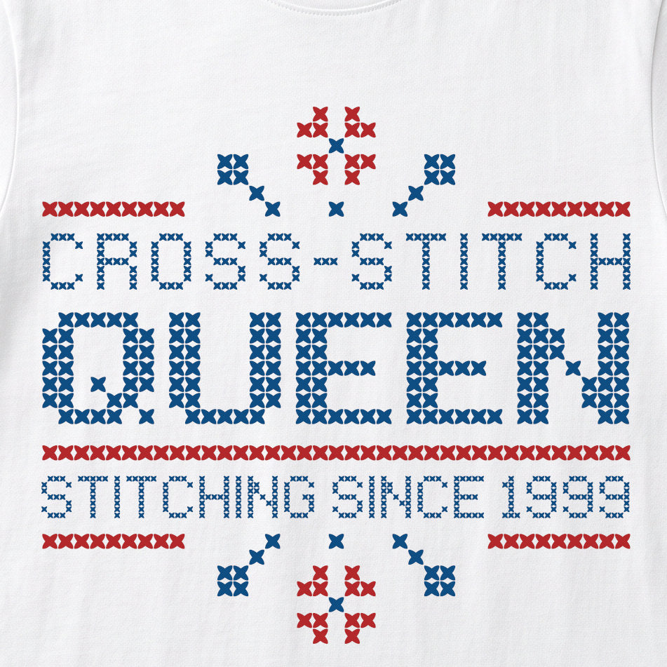 Cross Stitch Queen | Personalized T-shirt | White