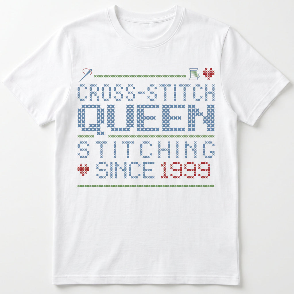 Cross Stitch Queen | Personalized T-shirt | White