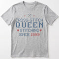 Cross Stitch Queen | Personalized T-shirt | Grey