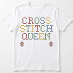 "Cross Stitch Queen [Year]" Custom Faux Cross Stitch T-Shirt | Personalized Year