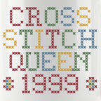"Cross Stitch Queen [Year]" Custom Faux Cross Stitch Mug | Personalized Year