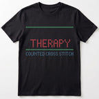"[Name]'s Therapy: Counted Cross Stitch" Custom Faux Cross Stitch Tee | Personalized Name