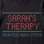 "[Name]'s Therapy: Counted Cross Stitch" Custom Faux Cross Stitch Tee | Personalized Name