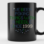 "I've been poking things with a needle since [Year]" Custom Faux Cross Stitch Mug | Personalized Year