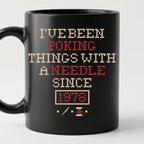"I've been poking things with a needle since [Year]" Faux Cross Stitch Mug | Custom Year Coffee Cup
