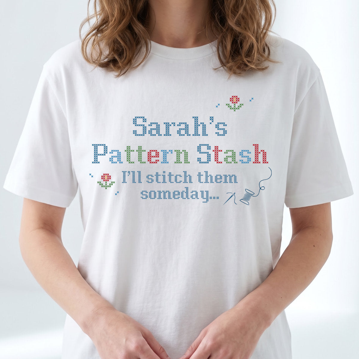 "Pattern Stash I'll stitch them someday" | Personalized T-shirt | White