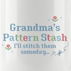 "[Name] Pattern Stash - I'll stitch them someday" Custom Faux Cross Stitch Mug | Personalized Name
