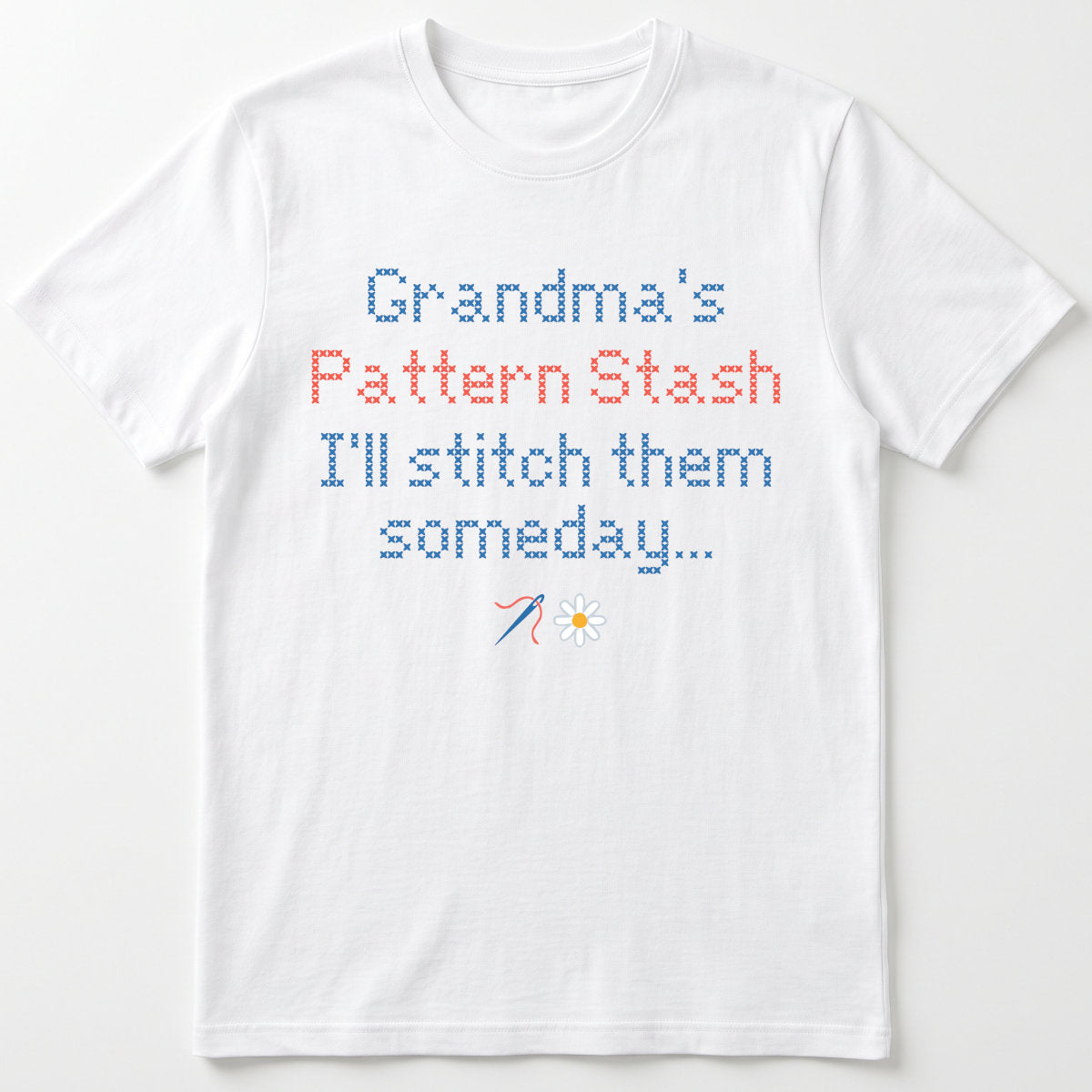 "Pattern Stash - I'll stitch them someday" | Personalized T-shirt | Grey