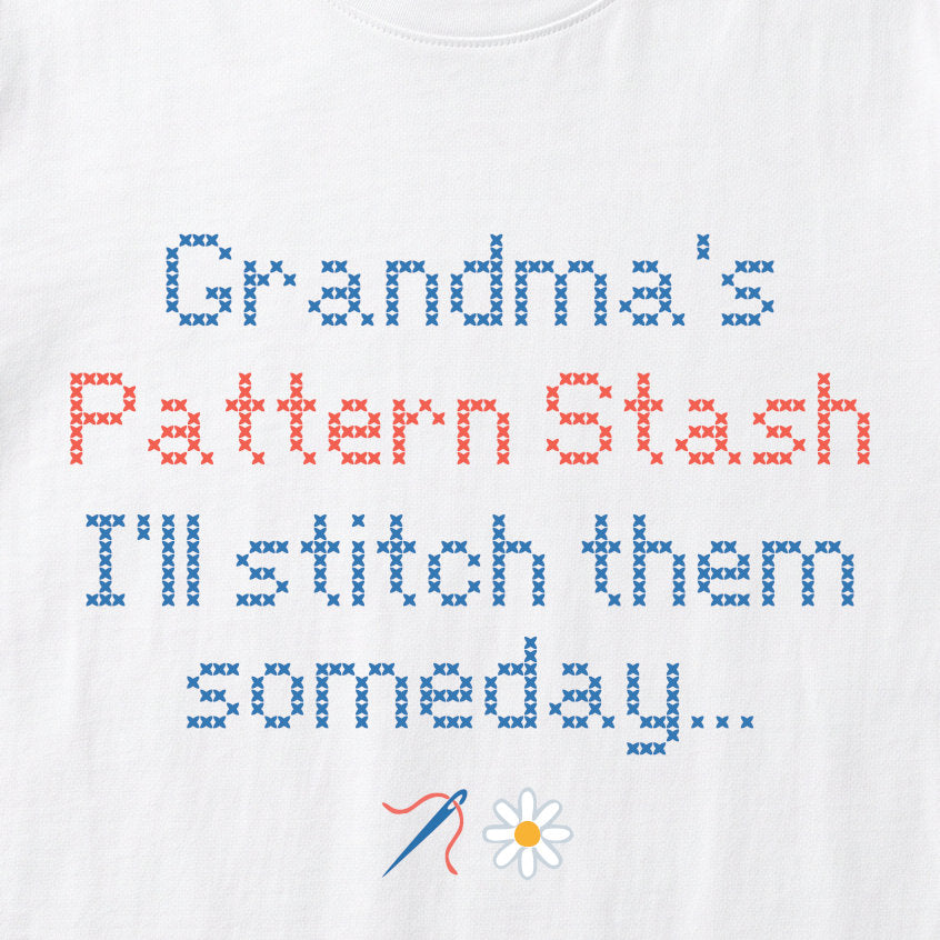 "Pattern Stash - I'll stitch them someday" | Personalized T-shirt | Grey