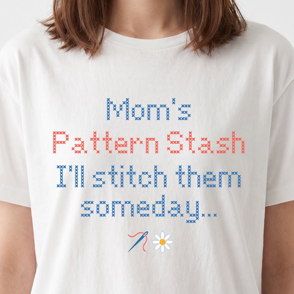 "Pattern Stash - I'll stitch them someday" | Personalized T-shirt | Grey