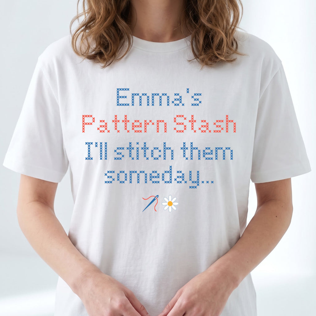 "Pattern Stash - I'll stitch them someday" | Personalized T-shirt | Grey