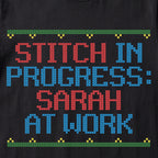 "Stitch in Progress: [Name] at Work" – Personalized Faux Cross Stitch T-Shirt | Custom Name