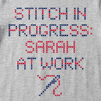 "Stitch in progress: [Name] at work" - Custom Faux Cross Stitch Tee | Personalized Name