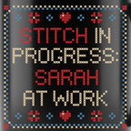 "Stitch in progress: [Name] at work" - Faux Cross Stitch Coffee Cup | Custom Name Mug