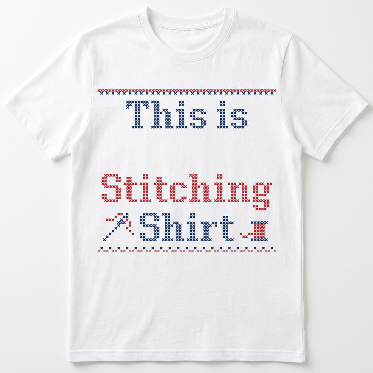 "This is [Name]'s Stitching Shirt" - Personalized Faux Cross Stitch T-Shirt | Custom Name