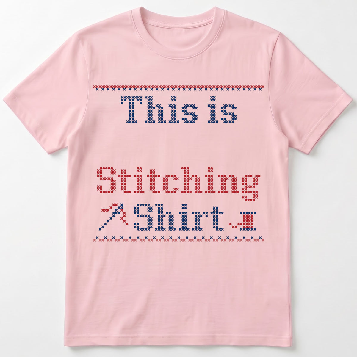 "This is [Name]'s Stitching Shirt" - Personalized Faux Cross Stitch T-Shirt | Custom Name