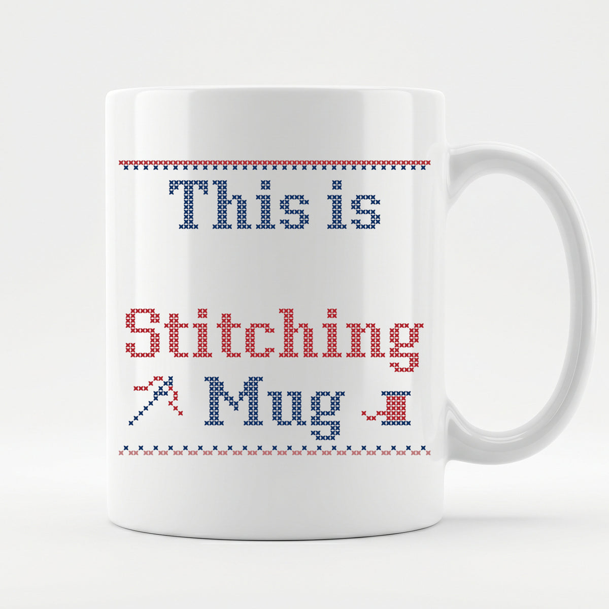 "This is [Name]'s Stitching Mug" - Personalized Faux Cross Stitch Mug | Custom Name