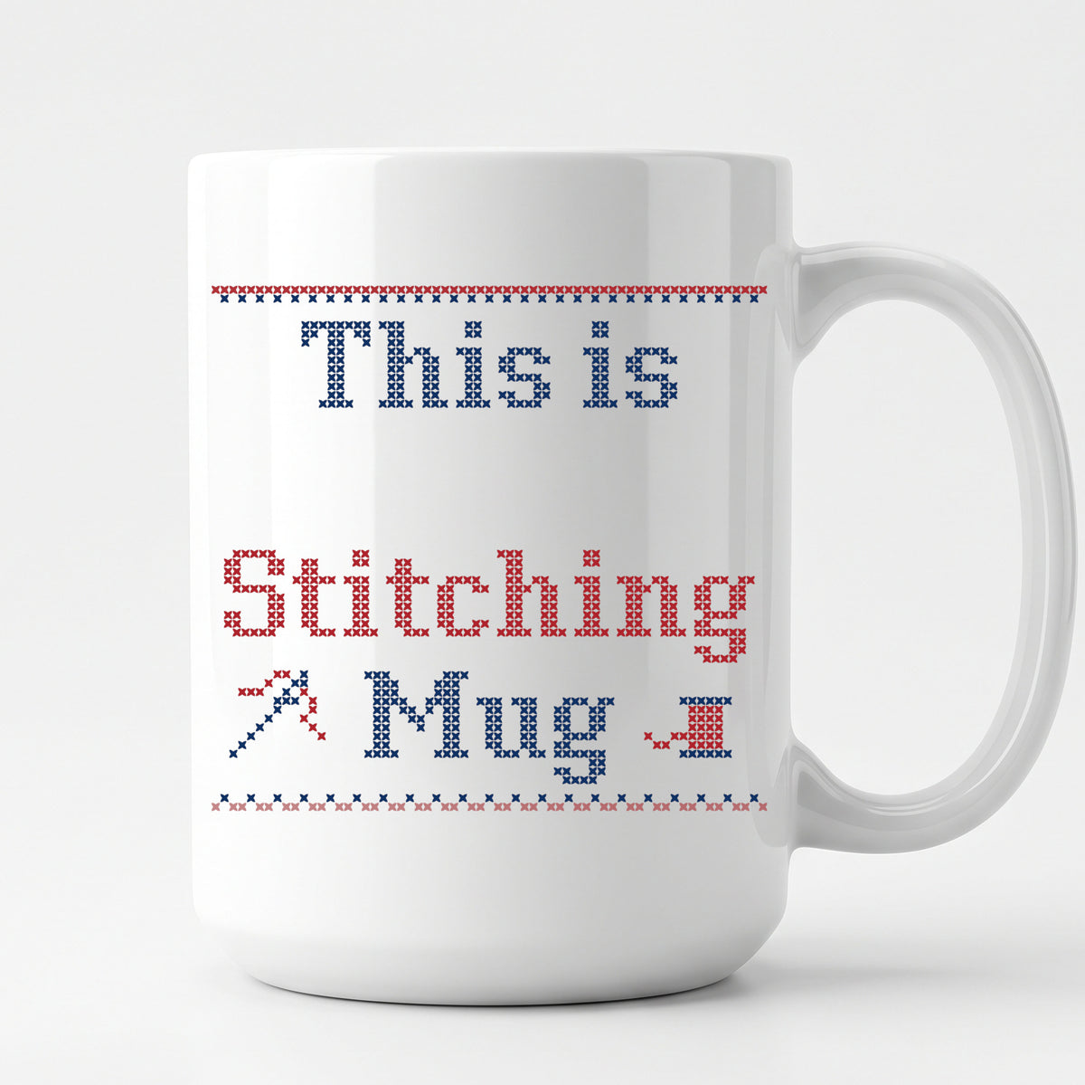 "This is [Name]'s Stitching Mug" - Personalized Faux Cross Stitch Mug | Custom Name