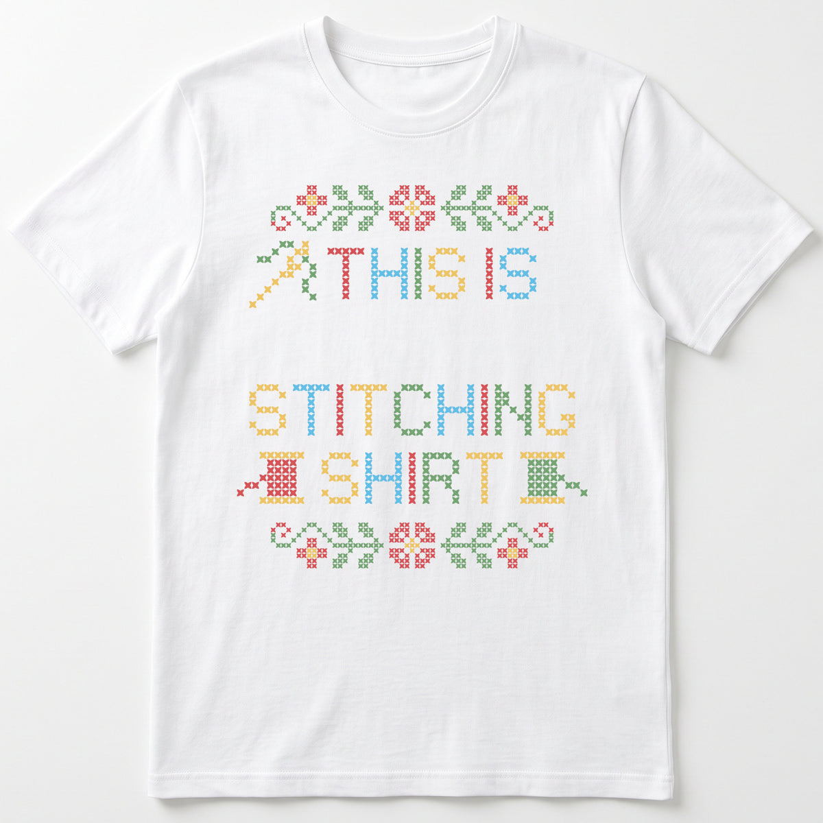 "This is [Name]'s Stitching Shirt" - Custom Faux Cross Stitch Tee | Personalized Name