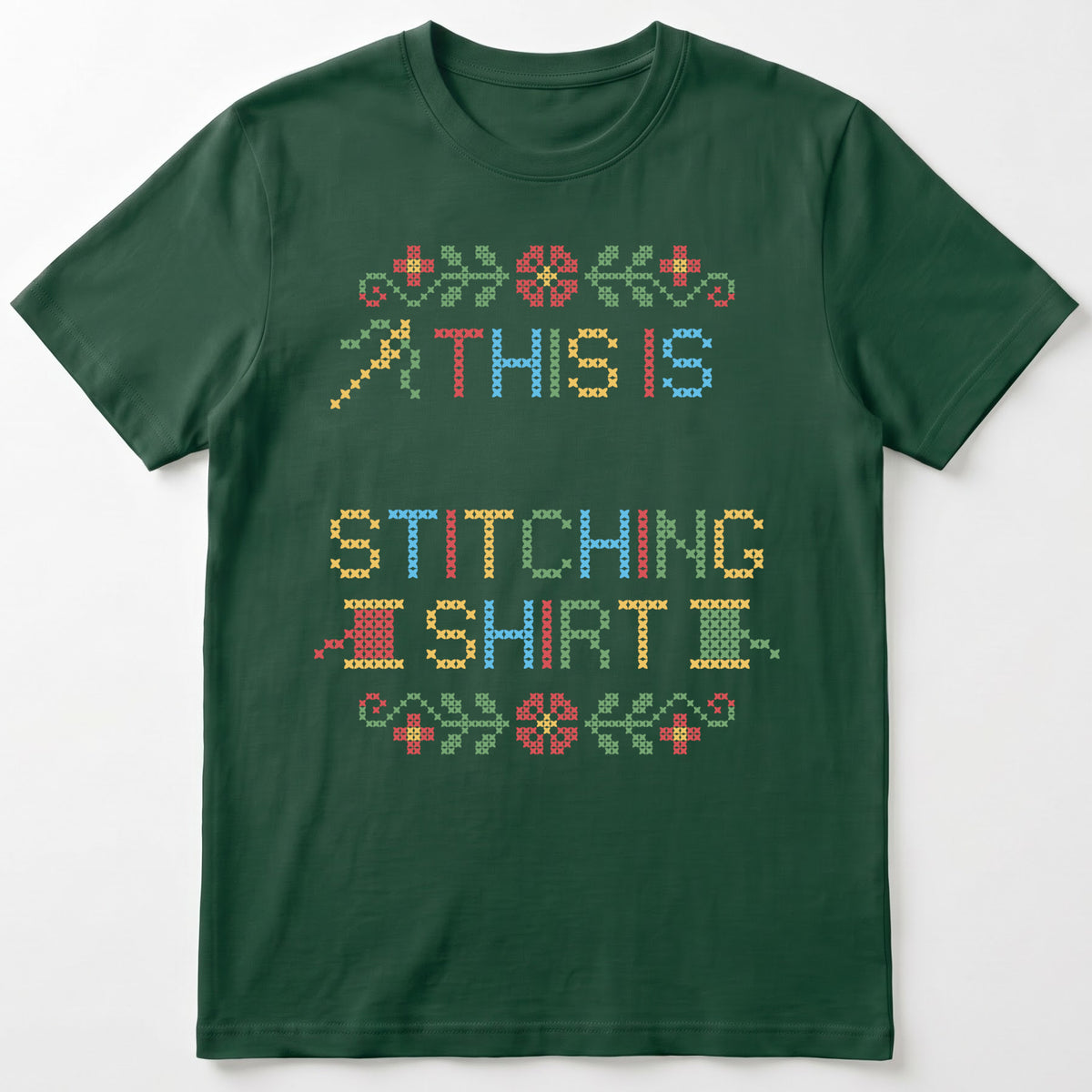 "This is [Name]'s Stitching Shirt" - Custom Faux Cross Stitch Tee | Personalized Name