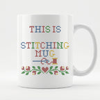 "This is [Name]'s Stitching Mug" - Faux Cross Stitch Mug | Custom Name Coffee Cup