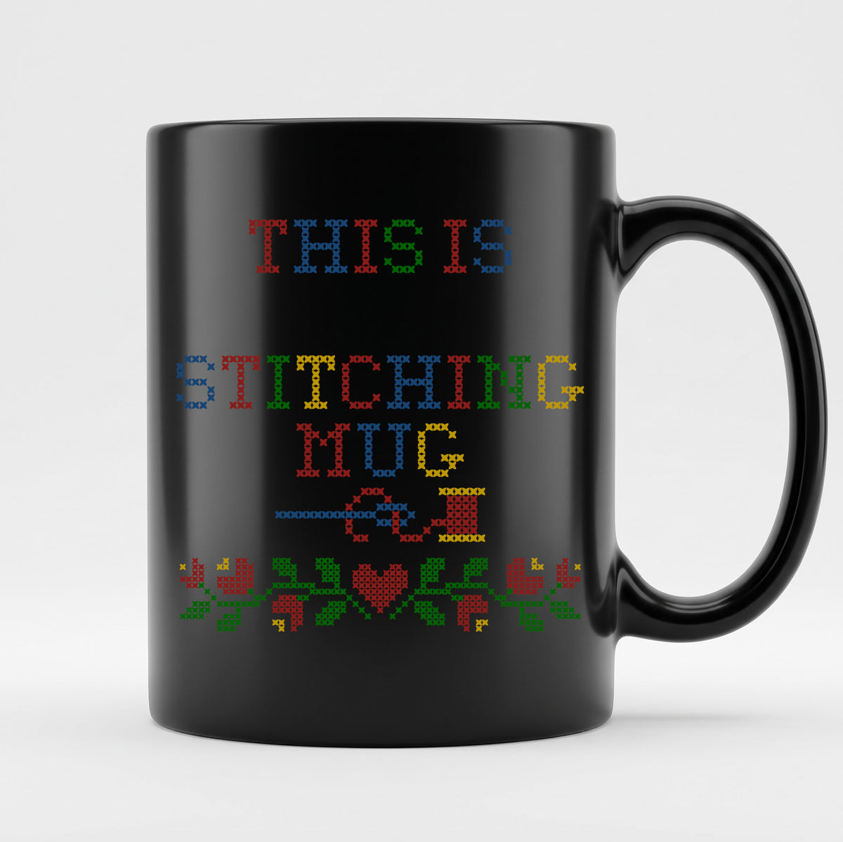 "This is [Name]'s Stitching Mug" - Faux Cross Stitch Mug | Custom Name Coffee Cup