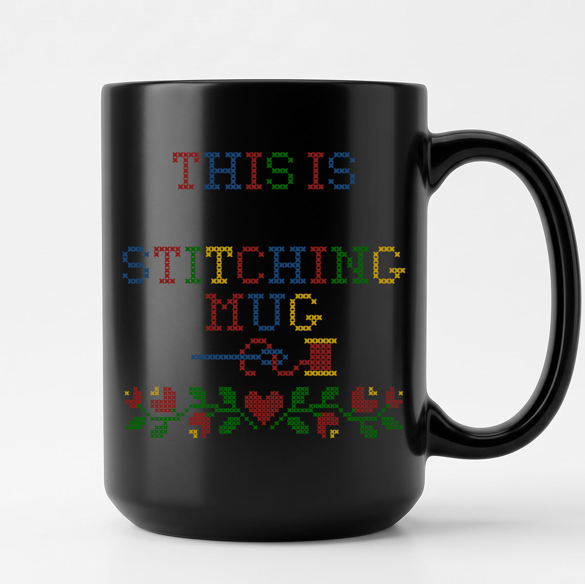 "This is [Name]'s Stitching Mug" - Faux Cross Stitch Mug | Custom Name Coffee Cup