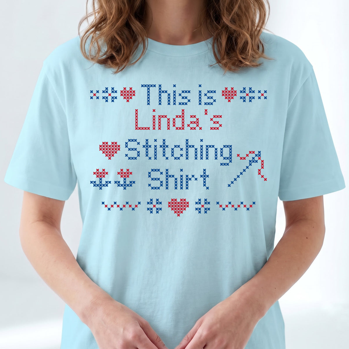 "This is [Name]'s Stitching Shirt" - Faux Cross Stitch T-Shirt | Personalized Gift