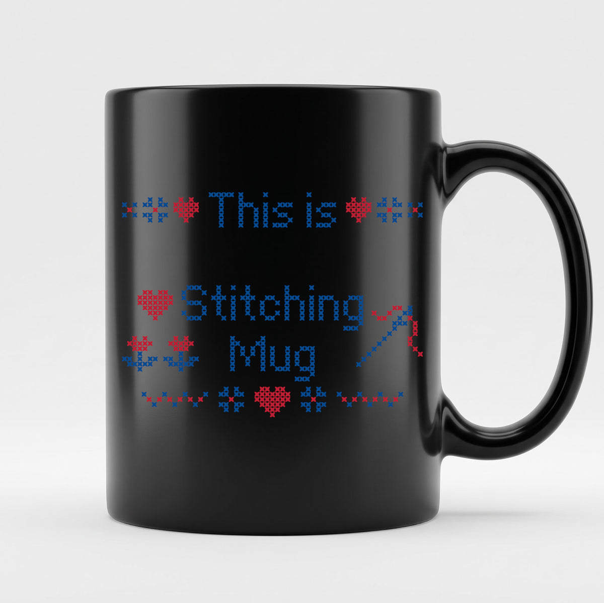 "This is [Name]'s Stitching Mug" - Faux Cross Stitch Coffee Cup | Personalized Gift
