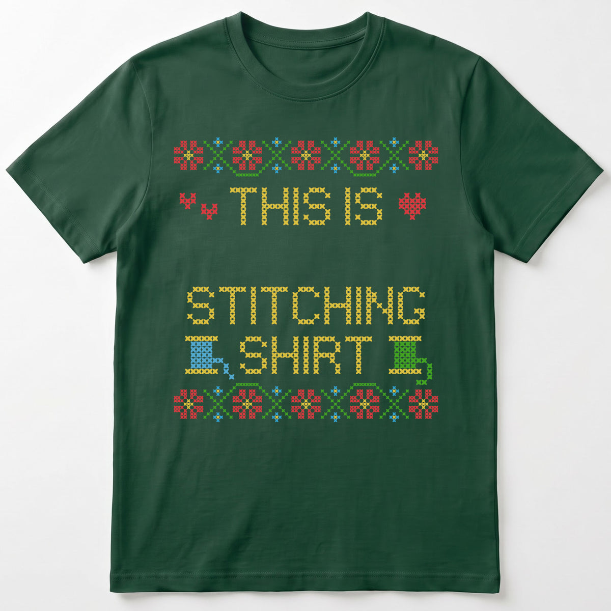 "This is [Name]'s Stitching Shirt" - Faux Cross Stitch T-Shirt | Custom Name