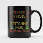 "This is [Name]'s Stitching Mug" - Faux Cross Stitch Coffee Cup | Custom Name