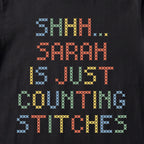 "Shhh [Name] is just counting stitches" Custom Faux Cross Stitch Tee | Personalized Name
