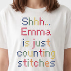 "Shhh [Name] is just counting stitches" Faux Cross Stitch Tee | Custom Name T-Shirt